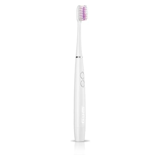 GUM Sonic Powered Toothbrush, Tapered Bristles Clean Below The Gumline, Bundle, White, 1 Handle(1 Count) + 2 Refills 2 Count(Pack of 1) 6