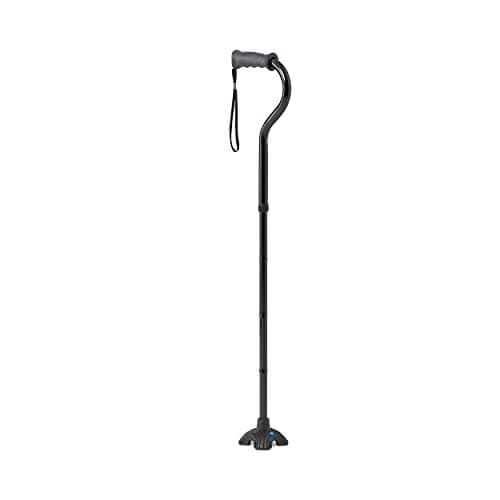 Medline Offset Folding Cane, 4-Point Base with Cushioned Gel Handle, Supports up to 350 lbs, Black 6