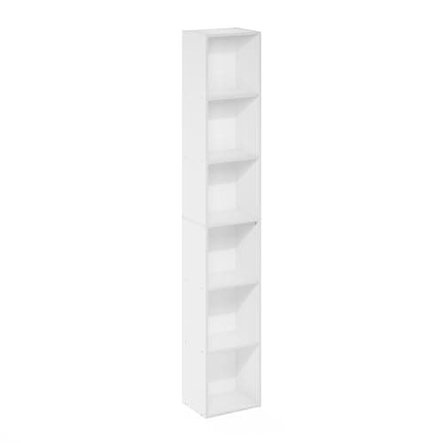 Furinno LUDER Book Shelf, 6-Tier Tall Modern Bookshelf, Bookcase with Open Shelves, 9.3 x 12 x 71, for Living Room, Bedroom, Home Office, White 7