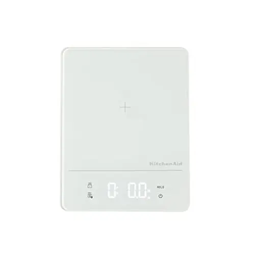 KitchenAid KQ913 Digital Waterproof (IPx7) Kitchen and Food Scale, LED readout, 11 Pound Max Capacity, White