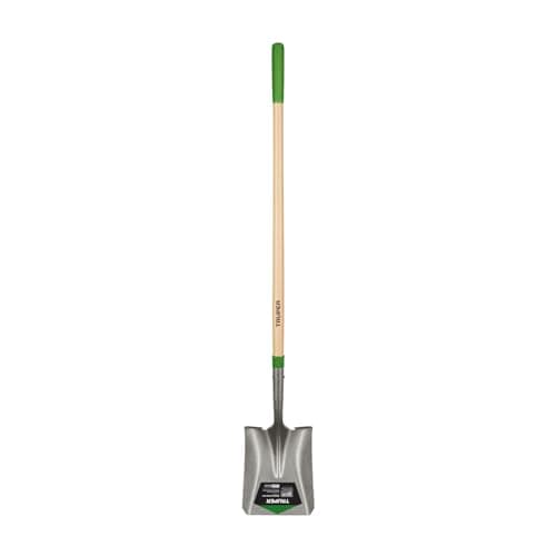 Truper Square-Point Shovel, Mid-Size Steps, 48-Inch Wood Handle with 6-Inch Grip, 16 Gauge Blade, Heavy-Duty Digging & Transfer Shovel (Model 31188)