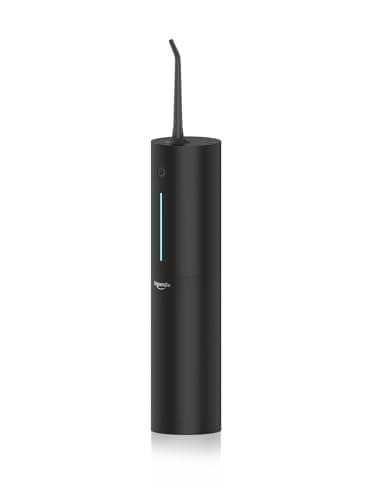Bigsmile Black Water Flosser Cordless Portable Dental Irrigator Travel Shower Strong Pick Floss IPX7 200ML Must Have for Kids Braces Bridges (Black