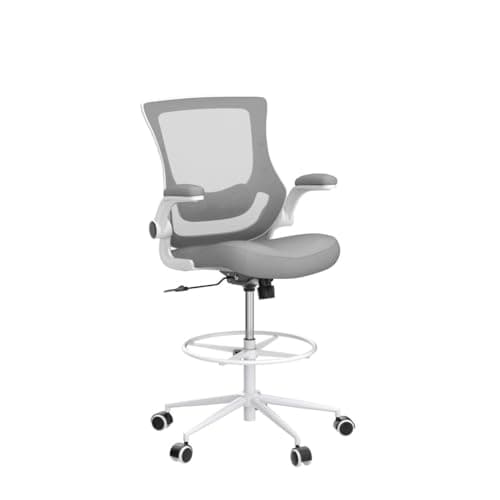 Misolant Tall Office Chair, Drafting Chair for Standing Desk, High Office Chair with Adjustable Lumbar Support, Flip-up Arm and Footrest Ring, Tall Drafting Chair for Bar Height Desk 5