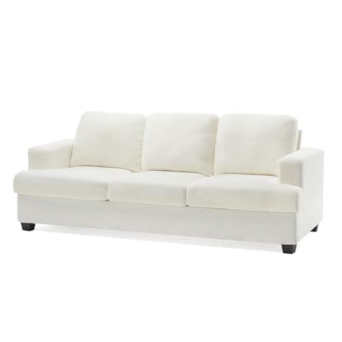 VanAcc 89 Inch Sofa, Comfy Sofa with Extra Deep Seats, 3 Seater Sofa- Modern Couch, Couch for Living Room Apartment Lounge, Offwhite Bouclé 9