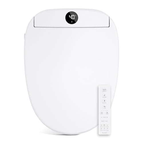 Aquonderful Bidet Toilet Seat, Smart Unlimited Warm Water, Electronic Heated Toilet Seat with Remote Control, Turbo Wash, Dryer, Rear and Front Wash, Slow Closes, Night Light, White, 225 (Elongated)