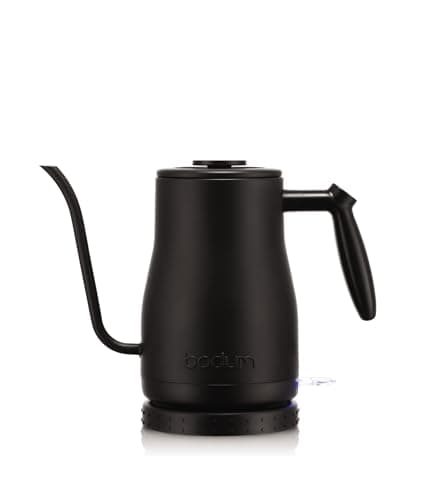 Bodum 34oz Bistro Gooseneck Electric Water Kettle, Pour Over Coffee & Tea, Stainless Steel, Matte Black