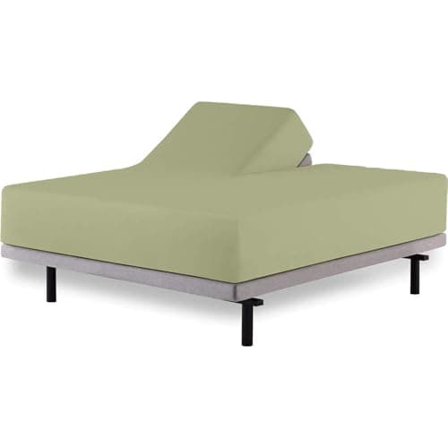 Cottingon Split Top King Fitted Sheet for Adjustable Beds- 100% Cotton, Soft & Breathable, Deep Pocket Half Split Down 34 Inches, 1 Piece Luxury Fitted Sheet Only - Sage