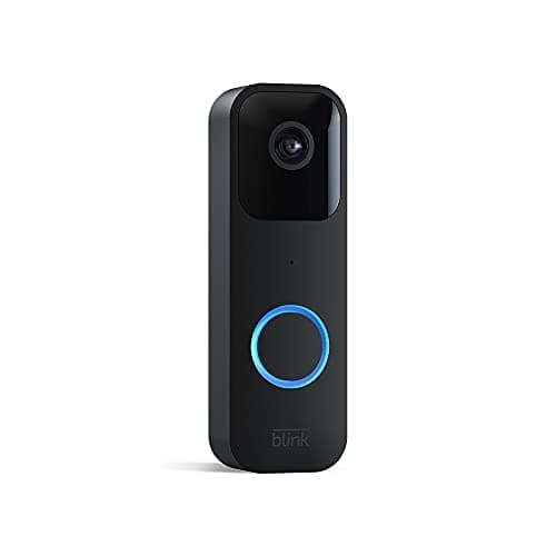 Like-New Blink Video Doorbell — Two-way audio, HD video, long-lasting battery life, wired or wire-free install, motion detection, chime app alerts, Works with Alexa (Black)