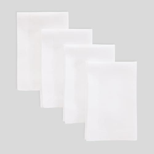Solino Home White Linen Napkins Set of 4-100% Pure Linen Cloth Washable Dinner Napkins 20 x 20 Inch for Winter, Mothers Day, Spring, Easter - Fete