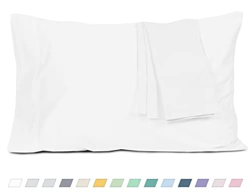 HOMTEC Pillow Cases, King Size Cotton Percale Weave Pillowcases, Pre-Shrunk Breathable and Hypoallergenic Pillowcases, Set of 2 (2 Piece King 20 Inch x 40 Inch, White)