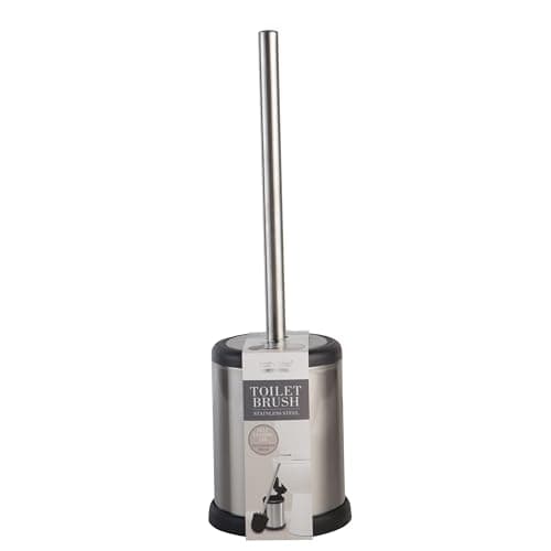 Bath Bliss Toilet Brush and Holder | Self Closing Lid | 360 Degree Brush Head | Bathroom Cleaning | Compact Size | Storage and Organization | Stainless Steel 6