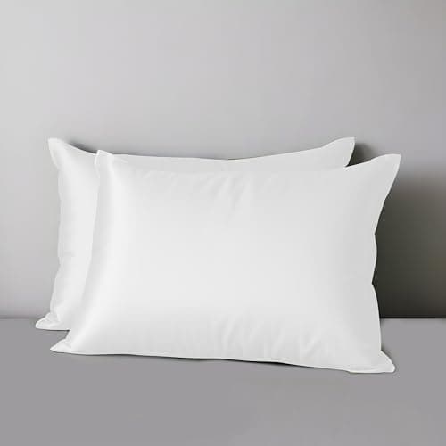 LINENWALAS Tencel Lyocell Silk Pillowcases for Hair and Skin, Standard Size 20"x30" with Envelop Closure Soft, Breathable, Eucalyptus Cooling Pillowcases Set of 2 (White, Queen)