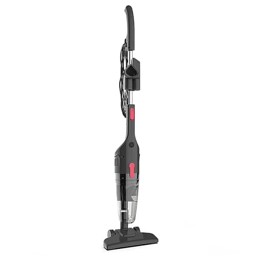 RONEAIR Compact 4-in-1 Corded Stick Vacuum Cleaner for Hardwood Floors, Carpets, and Pet Hair, Includes Dust Brush & Crevice Tool, Self-Standing Design, 14.8 ft Long Power Cord Grey