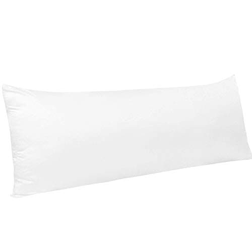 NTBAY Zippered Satin Body Pillow Pillowcase, Silky Slip Cooling Body Pillow Cover, Long Side Hidden Zipper, 20x54 Inches, Pure White