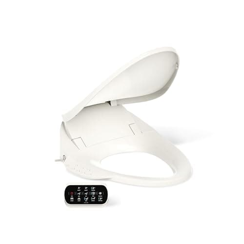 Kohler PureWash E750 Elongated Heated Bidet Toilet Seat, Touchscreen Remote Control, Biscuit, Quiet-Close Grip-Tight Lid, Self-Cleaning Wand, Warm Water Bidet, Adjustable Water Pressure, Nightlight