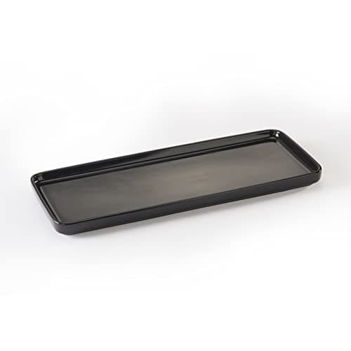 Ceramic Tray, Bathroom Sink Tray, Kitchen Countertop Tray, Vanity Tray, Cosmetics Dish, Candle Tray, Dessert Tray, Perfume Shampoo Liquid Soap Tray,Simple Style Design Suit for Home (Black)