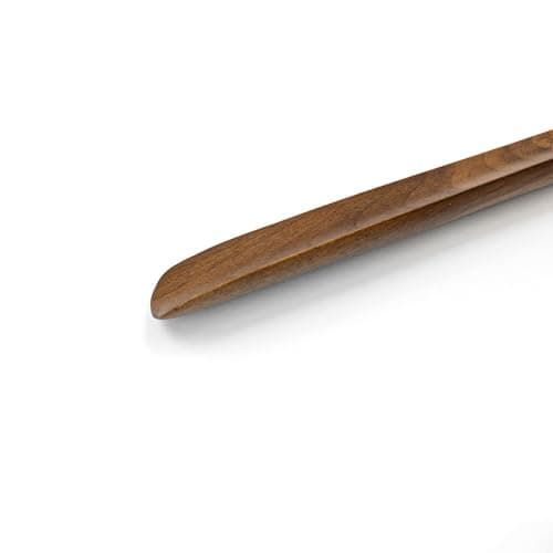 Brosisincorp Wooden Shoe Horn Long Handle For Seniors 23.6" Easy Wear Helper Shoehorns Women Kids Baby Elderly Hanging Rings Black Walnut Wood 9