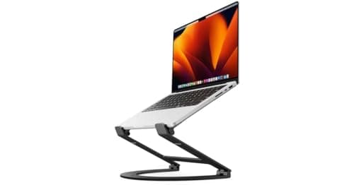 Twelve South Curve Flex | Ergonomic Height & Angle Adjustable Aluminum Laptop/MacBook Stand/Riser, fits 10"-17", folds flat for portability -travel pouch included, matte black