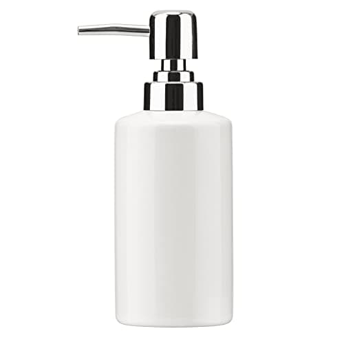 FE Soap Dispenser, 300ml/10oz Ceramic Liquid Soap Pump Dispenser, Refillable Dish Soap Dispenser for Kitchen Bathroom Washroom (White)