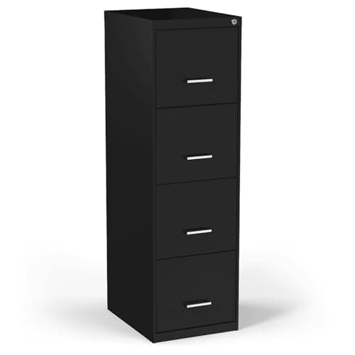 STAPLES Vertical File Cabinet for Letter/Legal Files, 4-Drawer, Letter/Legal Compatible, Locking, Black