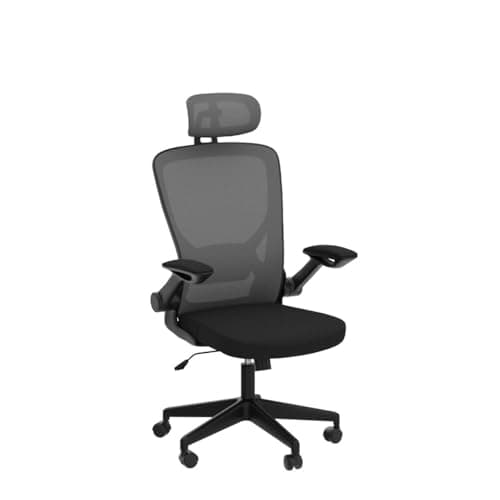 KERDOM Ergonomic Office Chair, Breathable Mesh Desk Chair with Headrest and Flip-up Arms for Office,Gaming,Computer Lumbar Support Swivel Task Chair, Adjustable Height,Black 5