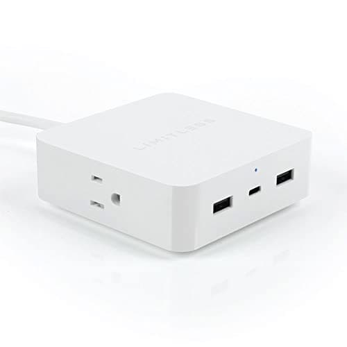 Limitless PowerPro 5-Device Charger with 2X USB Ports, 1x Type-C 20W Power Delivery Port, 2X AC Outlets, and 1,280 Joules of Surge Protection (White)