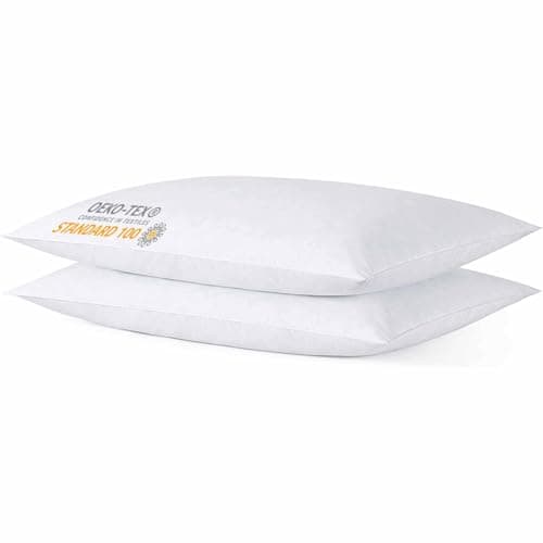iFaon Thin Flat Slim Ultra Soft Bed Pillows Standard Size Set of 2 Pack for Sleeping, Bed Pillow for Stomach Back and Side Sleepers, Machine Washable 20x26 inches