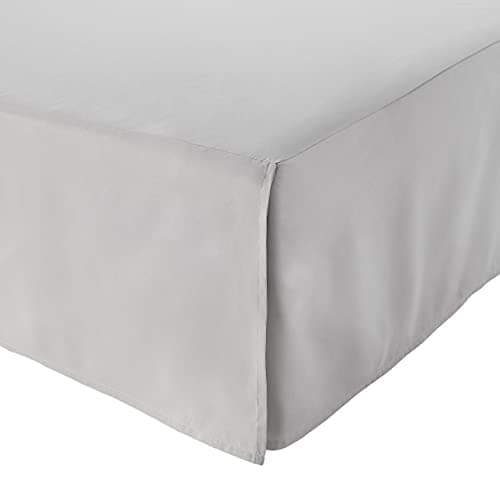 Amazon Basics Lightweight Pleated King Size Bed Skirt, Wrinkle and Fade Resistant, Machine Washable, Dust Ruffle, Light Grey, 16-inch Drop