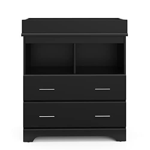 Storkcraft Brookside 2 Drawer Changing Table Dresser (Black) – GREENGUARD Gold Certified Baby Dresser with Changing Table Top, Baby Changing Table Dresser, Includes Interlocking Drawer System 6