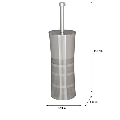Bath Bliss Stainless Steel Toilet Brush and Holder | Bathroom | Discrete Storage | Rust Resistant | Freestanding | 360 Degree Bristle Brush | Long Lasting 5