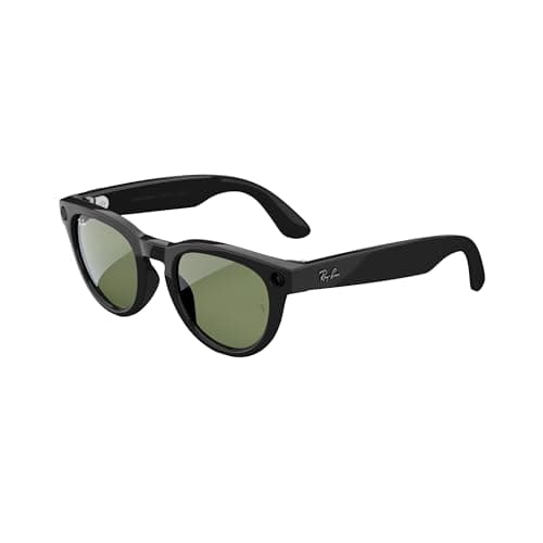 Ray-Ban Meta (Gen 1), Headliner, Shiny Black | Smart AI Glasses for Men, Women — 12 MP Camera, Open-Ear Speakers for Audio, Video Recording and Bluetooth — Polarized Green Lenses — Wearable Technology