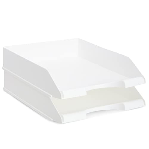 Stockroom Plus Rectangular Letter Trays - Paper Trays for Classroom - Desktop Paper Organizer & File Holder - Document Organizer for Desk Storage - Pack of 4, White, 10 x 13.5 x 2.5 in 8