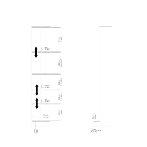 Tvilum Element Narrow 5 Shelf Bookcase, Tall, Oak 9