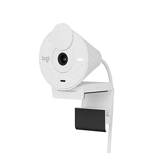 Logitech Brio 300 Full HD Webcam, auto Light Correction, Noise reducing mic, Privacy Shutter, USB-C, Works with Microsoft Teams, Google Meet, Zoom, for Streaming and Video Calling - White