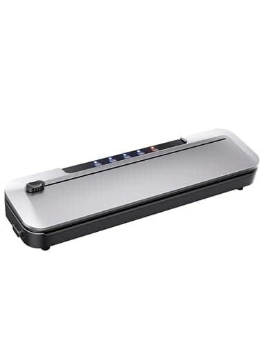 Vacuum Sealer Machine,75KPa Suction Power Food Vacuum Saver with Starter Kits with 10 Bags, Automatic Vacuum Sealer for Food Storage, Outside Cutter,Moist&Dry Mode