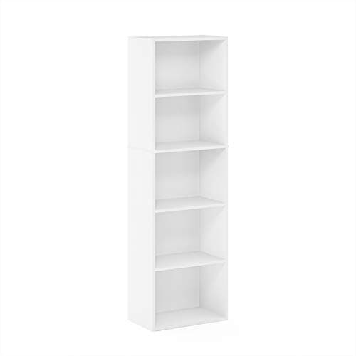 Furinno LUDER Book Shelf, 5-Cube Bookshelf, Bookcase with Open Shelf, 9.4 x 15.8 x 52, for Living Room, Bedroom, Home Office, White 7