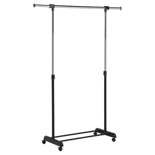 Honey-Can-Do Rolling Garment Rack with Adjustable Height and Width, Metal Clothes Rack, Heavy-Duty Organizer, Chrome