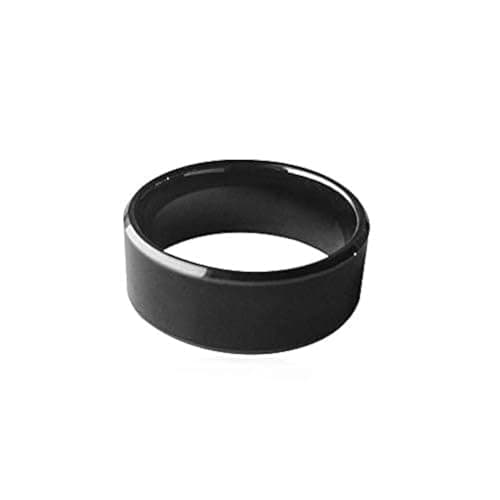 hecere Waterproof Ceramic NFC Ring, NFC Forum Type 2 215 496 Bytes Chip Universal for Mobile Phone, All-Round Sensing Technology Wearable Wide Surface Fasion Ring(12#)