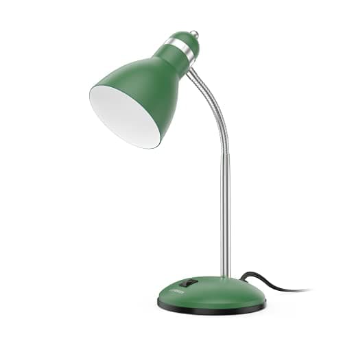LEPOWER Metal Desk Lamp, Adjustable Goose Neck Table Lamp, Eye-Caring Study Desk Lamps for Bedroom, Study Room and Office (Green)