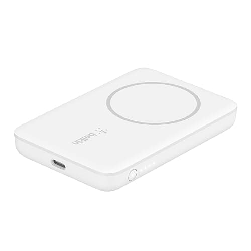 Belkin Portable Charger, MagSafe Charger Wireless Power Bank - 7.5W Wireless Charger - Portable Magnetic Battery Pack - iPhone 16, 15, 14, 13, Plus, Pro, Max, AirPods, Google Pixel 10, etc. - White