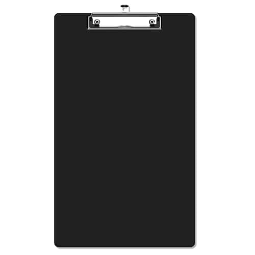 Juvealoe Legal Size Clipboard, 8.5 x 14 Black Plastic Long Clip Board with Low Profile Clip, 9 x 15 in, Suitable for Legal Lawers and Business, Office Supply