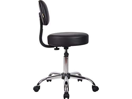 Boss Office Products B245-BK Be Well Medical Spa Stool with Back, Black 6