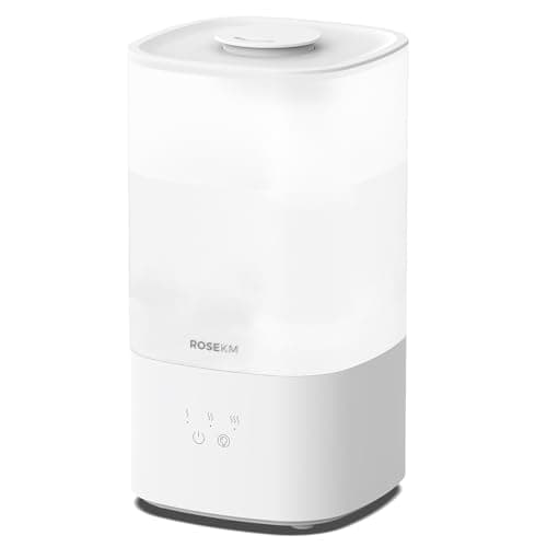 ROSEKM Humidifiers for Bedroom, Top Fill 2.5L Cool Mist Humidifiers for Large Room, Easy to Fill & Clean, 30H Runtime, 28dB Quiet Air Humidifier for Plants, Baby Nursery, Indoor with Night Light
