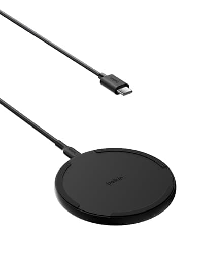 Belkin Wireless Charging Pad 15W - Qi Charger, Charging Station for Apple iPhone 17, iPhone 16/15/14 Series, AirPods, Samsung Galaxy S25, Galaxy S24, Pixel - 5ft Cable Included - Black