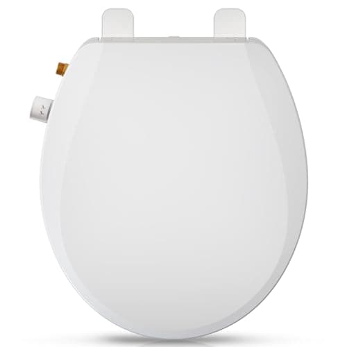 Clirass Round Bidet Toilet Seat, Non-Electric Bidet Attachment (Frontal & Rear Wash) with Dual Nozzles and Brass inlet,Bidet Toilet Seat with Quiet-Close Fit Round Toilet Seat