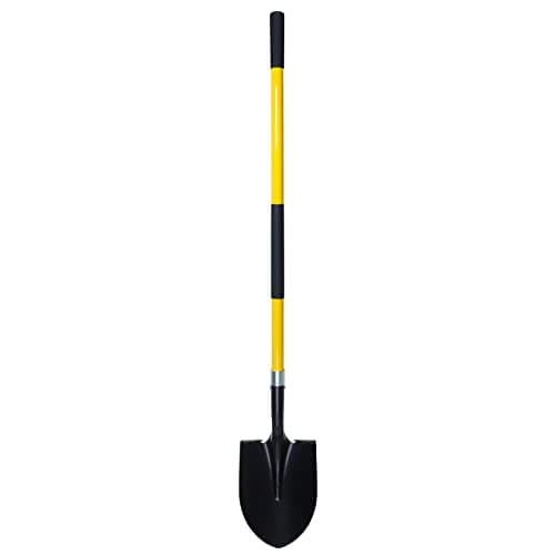VNIMTI Heavy Duty Gardening Shovel, 56 Inch Round Blade with Fiberglass Handle (Yellow)