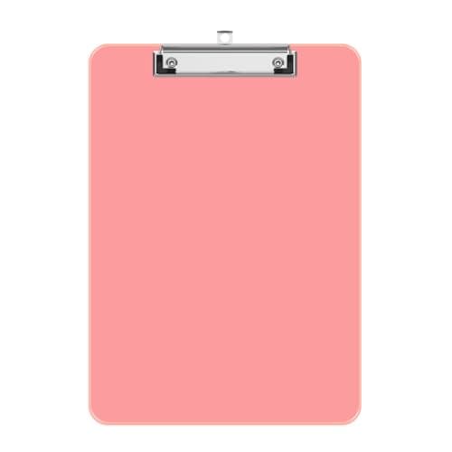 Juvealoe A4 Plastic Clipboard, 8.5 x 11 Pink Colored Clip Boards with Low Profile Clip, Letter Size for Classroom, Teacher, Students, School & Office Supplies