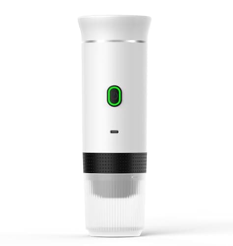 JPYXKM Portable Electric Espresso Machine, Mini Travel Coffee Machine, Car Electric Coffee Maker with Ground Coffee and NS Capsule for Machine, Perfect for Hiking, Camping, Office (Metallic White)