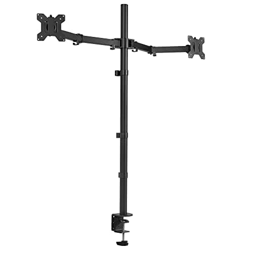 VIVO Dual Monitor Stand Up Desk Mount Extra Tall 39 inch Pole, Fully Adjustable Stand for up to 32 inch Screens, Black, STAND-V032T