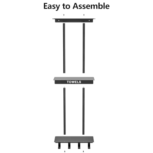 Towel Racks for Bathroom, New Upgrade 3 Tier Bathroom Towel Storage Shelf Rack Wall Mounted with 4 Hooks of Rolled Bath Towels, Matte Black 6